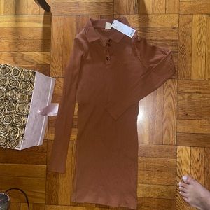 Brown ribbed dress bodycon dress
